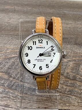 Shinola The Birdy 34mm Argonite-775 White Dial Leather Watch Women’s